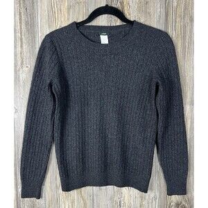 J. Crew Black Cashmere/Wool Cable Knit Crew Neck Pullover Womens M Everyday Chic